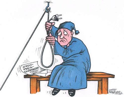 Cartoon: Strom wird teurer (medium) by mandzel tagged strompreiserhöhung,schlinge,erhängen,michel,strompreiserhöhung,schlinge,erhängen,michel