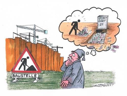 Cartoon: Stuttgart 21 (medium) by mandzel tagged stuttgart,21,baustelle,grab,geld,stuttgart,21,baustelle,grab,geld