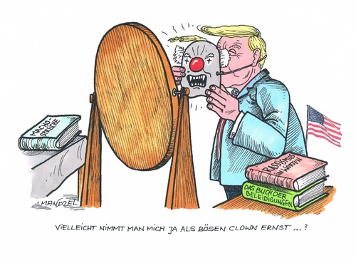 Cartoon: Trump will Beachtung finden (medium) by mandzel tagged tramp,machosprüche,clown,rassismus,usa,wahlkampf,beleidigungen,tramp,machosprüche,clown,rassismus,usa,wahlkampf,beleidigungen