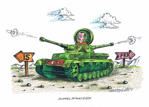 Cartoon: Türkei bekämpft IS und PKK (medium) by mandzel tagged türkei,erdogan,blutvergießen,is,pkk,feuergefechte,türkei,erdogan,blutvergießen,is,pkk,feuergefechte
