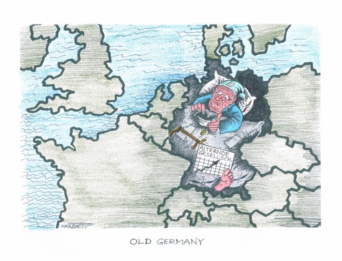Cartoon: Überaltertes Deutschland (medium) by mandzel tagged demographie,deutschland,altern,demographie,deutschland,altern