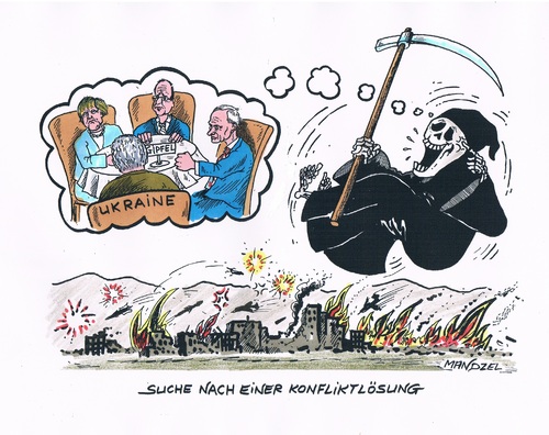 Cartoon: Ukraine-Gipfel (medium) by mandzel tagged ukraine,krieg,russland,westen,konfliktlösung,gipfel,ukraine,krieg,russland,westen,konfliktlösung,gipfel
