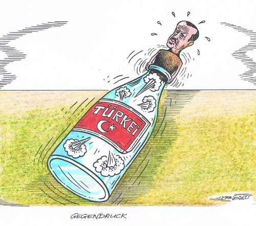 Cartoon: Unter Druck (medium) by mandzel tagged türkei,erdogan,druckaufbau,gegendruck,türkei,erdogan,druckaufbau,gegendruck
