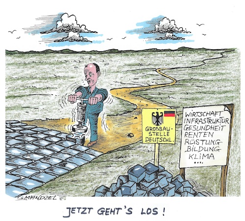 Cartoon: ...viel zu tun ! (medium) by mandzel tagged kanzler,merz,deutschland,koalition,probleme,baustelle,politik,kanzler,merz,deutschland,koalition,probleme,baustelle,politik