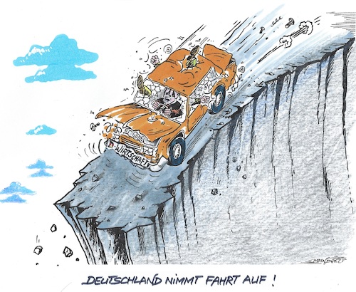 Cartoon: Wirtschaft im Abwärtsgang (medium) by mandzel tagged deutschland,witschaft,talfahrt,deutschland,witschaft,talfahrt