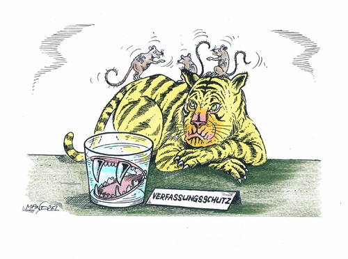 Cartoon: Zahnloser Verfassungsschutz (medium) by mandzel tagged verfassungsschutz,zahnloser,tiger,rechtsradikales,ungeziefer,verfassungsschutz,tiger,rechtsradikales,ungeziefer