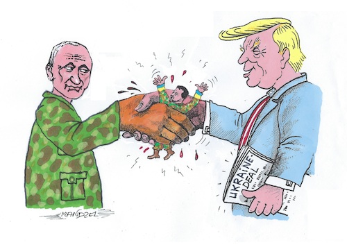 Cartoon: Zwei Peacemaker (medium) by mandzel tagged ukraine,russland,putin,trump,friedensplan,ukraine,russland,putin,trump,friedensplan