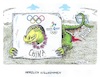 Cartoon: China der zwei Seiten (small) by mandzel tagged winterolympiade,china,menschenrechte,unterdrückung