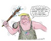 Cartoon: Das Recht des Stärkeren? (small) by mandzel tagged trump,usa,nahost,iran,steinzeit,bombardierungen,energie