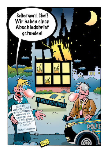 Cartoon: Selbstmord (medium) by stefanbayer tagged ki,ai,künstlicheintelligenz,chatgpt,seedance,katzen,videos,katzenvideos,rechenzentrum,abschiedsbrief,stefanbayer,bay