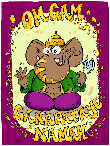 Cartoon: om gam ganapataye namah (medium) by Grayman tagged ganesha,yoga,omtogo,om,gam,ganapataye,tanja,graumann,elefant,gottheit,lord