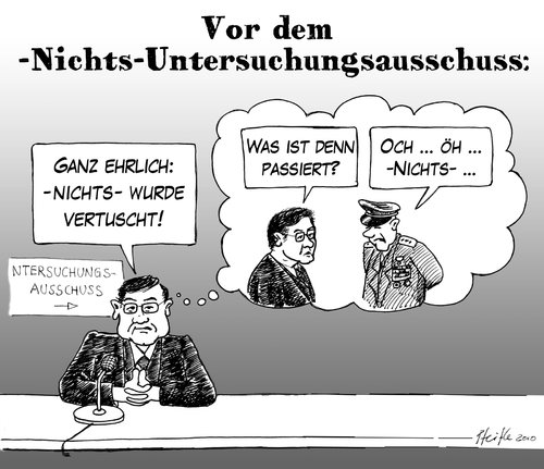 Cartoon: -nichts- (medium) by Andreas Pfeifle tagged affäre,vertuschen,untersuchungsausschuss,nichts,verteidigungsminister