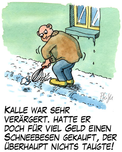 Cartoon: Schneebesen (medium) by Andreas Pfeifle tagged schnee,besen,schneebesen,kehrdienst,kehrwoche,winter
