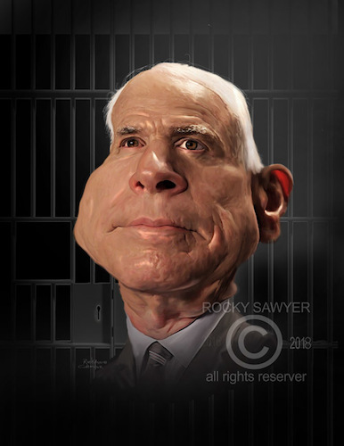 Cartoon: john Mccain (medium) by rocksaw tagged john,sidney,mccain