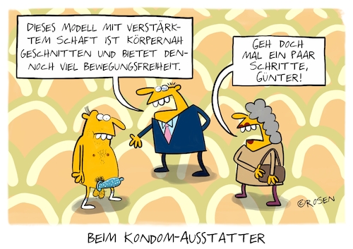 Cartoon: Kondome kaufen (medium) by Holga Rosen tagged kondom,anprobe,herrenausstatter,günter,kondom,anprobe,herrenausstatter,günter