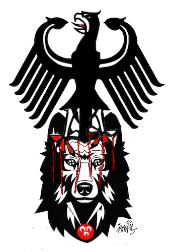 Cartoon: Gray Wolf (medium) by ismail dogan tagged gray,wolf