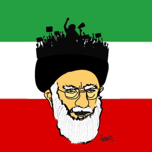 Cartoon: Iranian protests (medium) by ismail dogan tagged iran