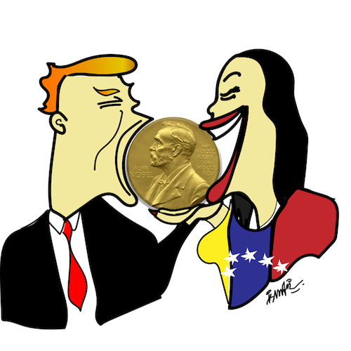 Cartoon: Maria Corina Machado (medium) by ismail dogan tagged maria,corina,machado