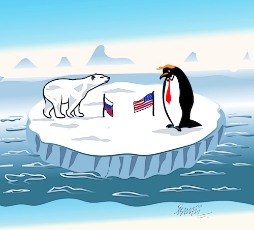 Cartoon: Summit in Alaska (medium) by ismail dogan tagged summit,in,alaska