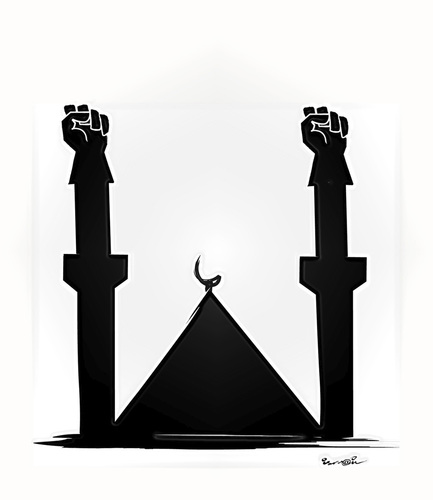 Cartoon: THE  EGYPTIAN MOSQUE !... (medium) by ismail dogan tagged new,egyptian,mosque