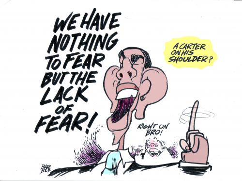 Cartoon: are we afraid yet (medium) by barbeefish tagged obama