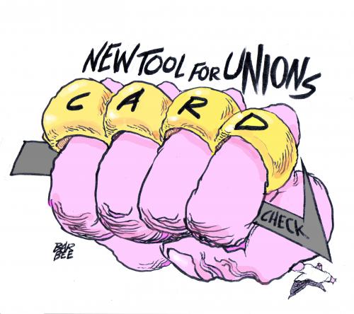 Cartoon: card check (medium) by barbeefish tagged unions