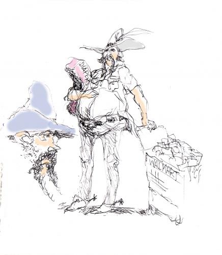 Cartoon: cowboy in Cody Wyoming (medium) by barbeefish tagged walmart