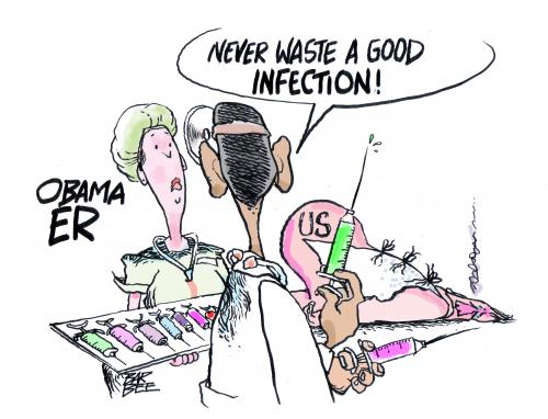 Cartoon: emergency room (medium) by barbeefish tagged obama