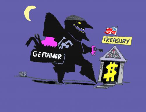 Cartoon: GEITHNER (medium) by barbeefish tagged crook