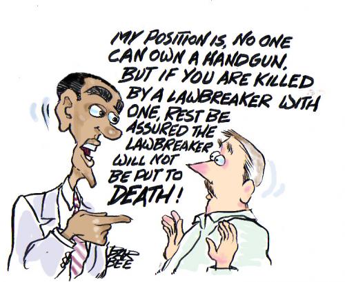 Cartoon: gun control (medium) by barbeefish tagged handgun,