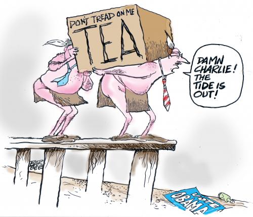 Cartoon: high and dry (medium) by barbeefish tagged obama