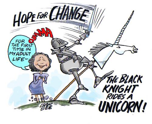 Cartoon: hope for change (medium) by barbeefish tagged political,scam,