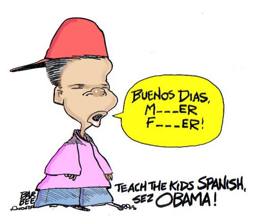 Cartoon: KIDS LEARN SPANISH (medium) by barbeefish tagged obama,sez