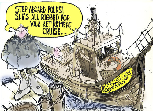Cartoon: retirement (medium) by barbeefish tagged socialsecurity