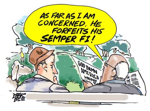 Cartoon: semper fi (medium) by barbeefish tagged give,him,the,boot,