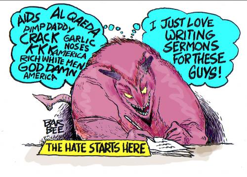 Cartoon: the devil sez (medium) by barbeefish tagged hate,speek,