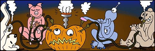 Cartoon: Shischa Jack o Lantern (medium) by zguk tagged halloween,shischa,smoking,minimells