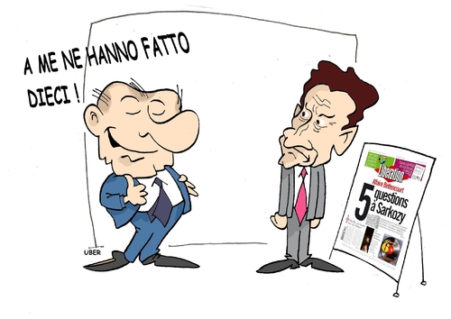 Cartoon: PETITES SATISFACTIONS (medium) by uber tagged berlusconi,sarkozy,presse,scandale