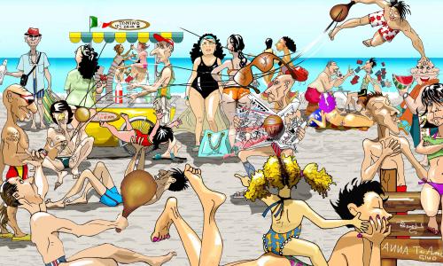 Cartoon: spiaggia libera (medium) by felpa56 tagged cartoon