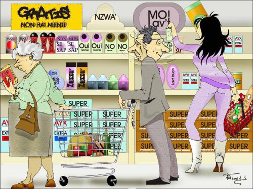 Cartoon: supermarket with wife........... (medium) by felpa56 tagged people