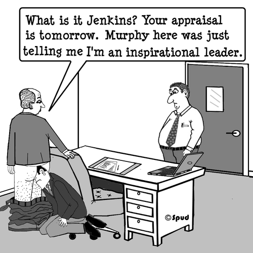 Cartoon: The appraisal (medium) by cartoonsbyspud tagged taylor,paul,business,finance,it,marketing,outsourced,life,office,recruitment,hr,spud,cartoon