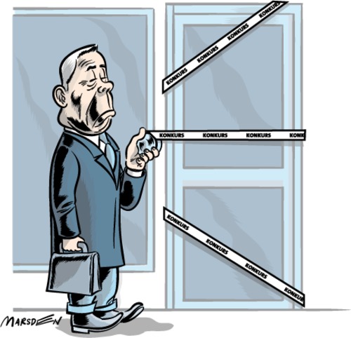 Cartoon: Bankruptcy Konkurs (medium) by ian david marsden tagged foreclosure,closure,problems,financial,konkurs,bankrupt