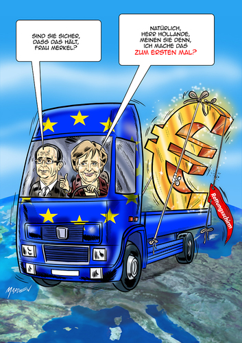 Cartoon: Sind Sie sicher dass das hält? (medium) by ian david marsden tagged merkel,hollande,angela,francois,euro,eurozone,europe,europa,cartoon,caricature,karikatur,illustrator,illustration,marsden