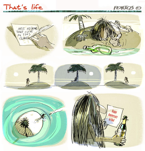 Cartoon: that s life (medium) by portos tagged desert,island