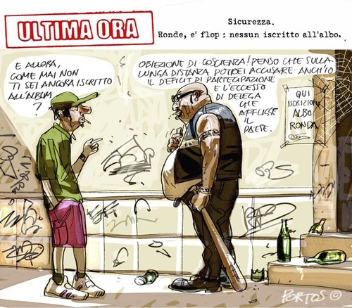 Cartoon: ULTIMA ORA (medium) by portos tagged ronde,flop,sicurezza