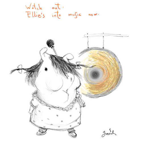 Cartoon: Ellie (medium) by Garrincha tagged illustration,animals,music,sketches,photoshop,brushes