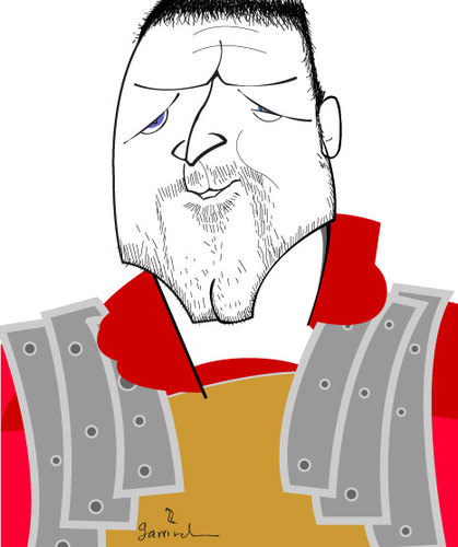 Cartoon: General Maximus (medium) by Garrincha tagged caricatures,personalities,artists,russell,crowe,actors