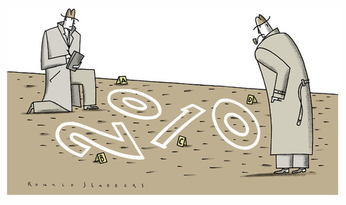 Cartoon: Whodunit??? (medium) by Ronald Slabbers tagged untersuchung,forschung,investigation,jahre,neuen,neujahre,jahr,eu,year,new,2011,2010