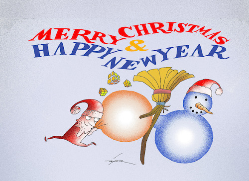 Cartoon: merry christmas (medium) by zluetic tagged christmas,new,vear