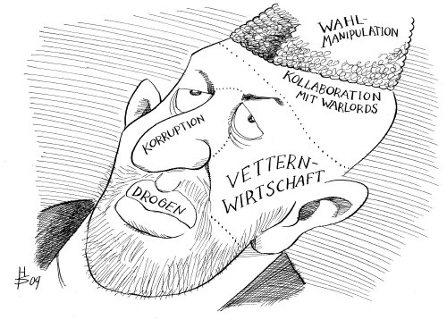 Cartoon: Politische Landkarte Aghanistans (medium) by Heiko Sakurai tagged karzai,afghanistan